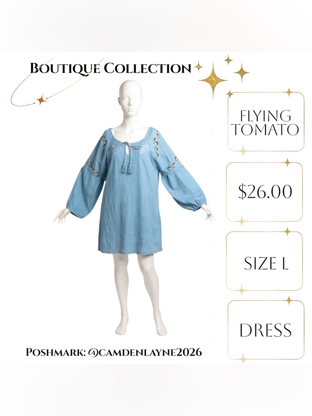 Flying Tomato Light Blue Embroidered Mini Dress - Picture 5 of 11